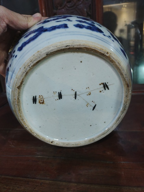 古玩陶瓷清中期青花魚藻紋粥罐拍賣，當(dāng)前價格480元