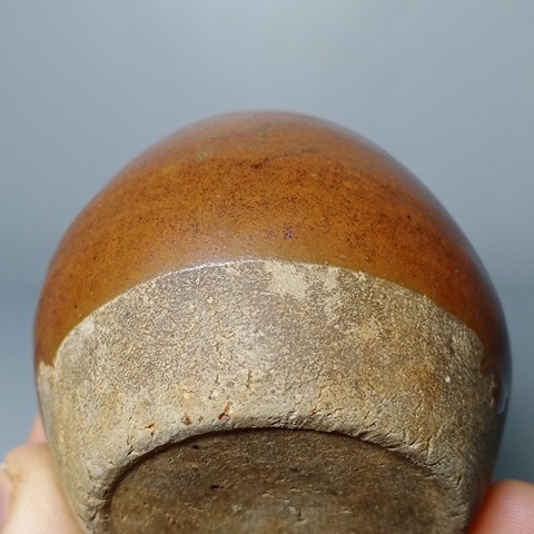 古玩陶瓷磁州窯紫金釉雞心罐拍賣，當前價格386元
