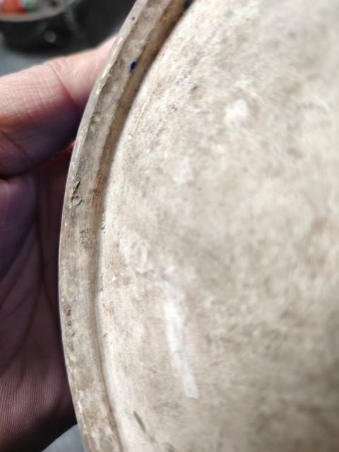 古玩陶瓷清中晚期?藍釉折沿盤拍賣,當前價格1900元