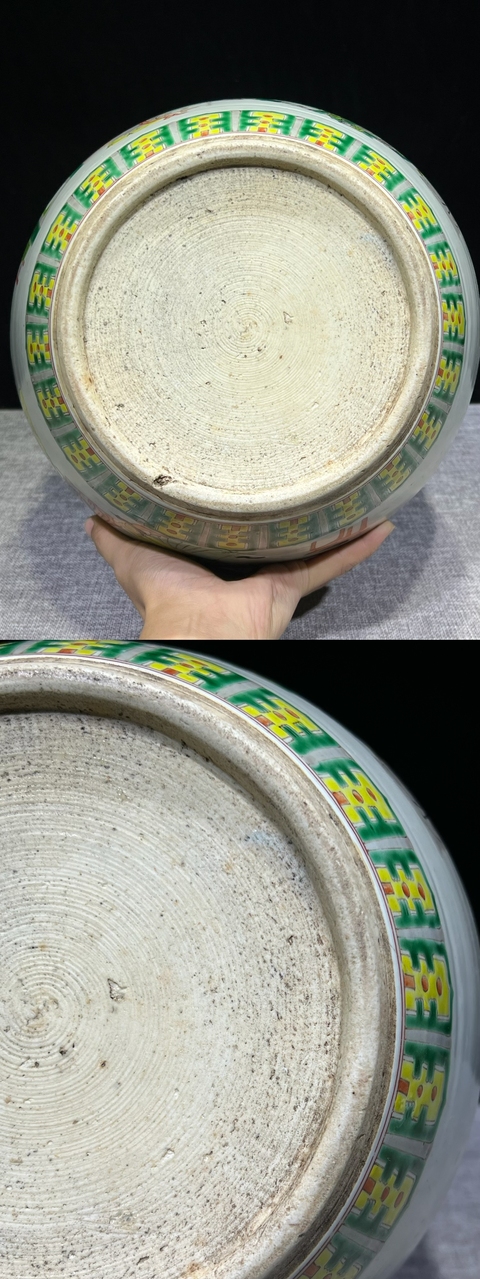 古玩陶瓷晚清五彩仕女人物紋卷缸拍賣，當前價格12500元