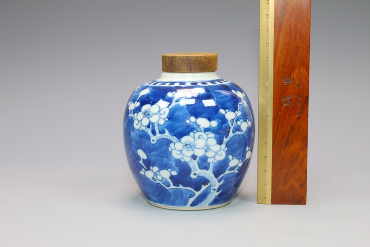 古玩陶瓷清晚期·青花留白折枝冰梅紋蓋罐拍賣,當(dāng)前價(jià)格2800元