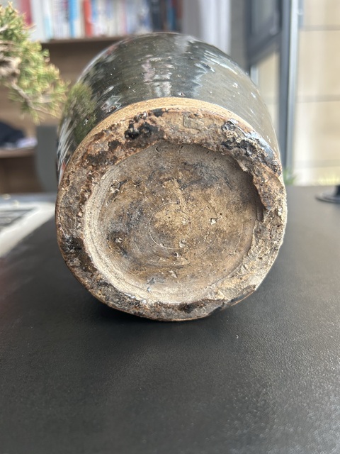 古玩陶瓷元末明初·黑釉刻水波紋梅瓶拍賣,當前價格4500元