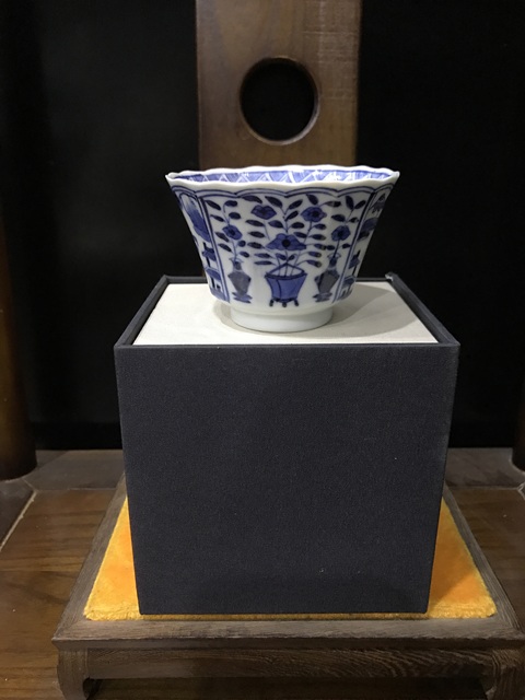 古玩陶瓷(精品品茗杯)晚清-光緒-博古山水風景紋-瓜棱品茗杯拍賣,當前價格858元