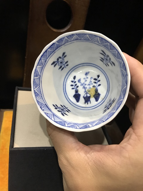 古玩陶瓷(精品品茗杯)晚清-光緒-博古山水風景紋-瓜棱品茗杯拍賣,當前價格858元