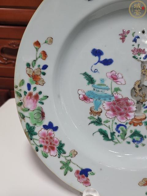 古玩陶瓷清雍乾 粉彩博古花卉紋折沿盤拍賣,當前價格4000元