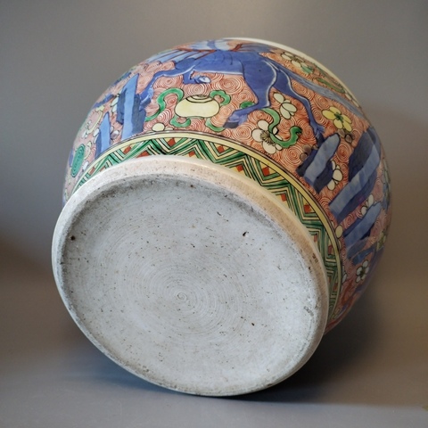 古玩陶瓷【精品的精品】清中晚期青花五彩飛馬案缸拍賣,當前價格58000元