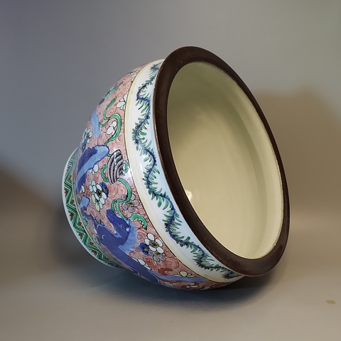 古玩陶瓷【精品的精品】清中晚期青花五彩飛馬案缸拍賣,當前價格58000元