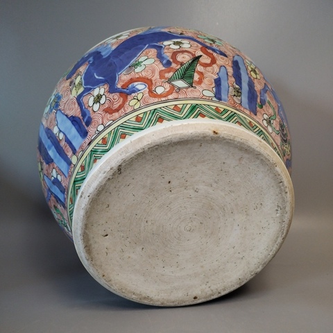 古玩陶瓷【精品的精品】清中晚期青花五彩飛馬案缸拍賣,當前價格58000元