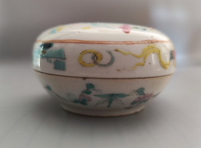 古玩陶瓷清晚·粉彩博古紋蓋盒真品鑒賞圖
