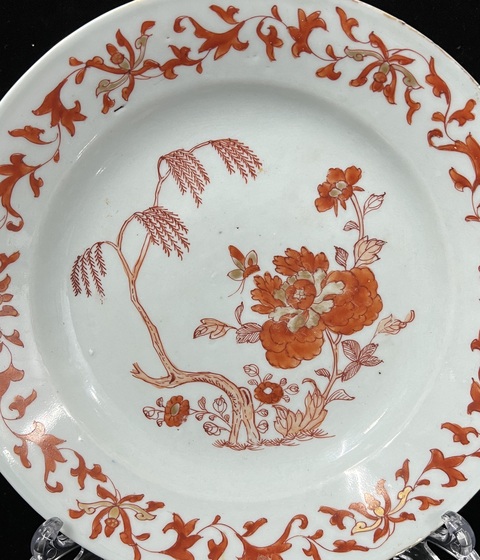 古玩陶瓷清康熙-礬紅描金花卉紋盤拍賣，當(dāng)前價(jià)格1699元
