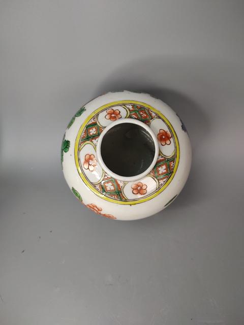古玩陶瓷晚清五彩鳳凰牡丹洞石花卉罐拍賣,當前價格1588元