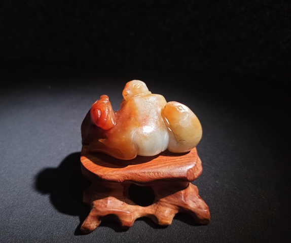 古玩玉器收藏級清代翡翠雕“三陽開泰”擺件拍賣，當前價格28000元