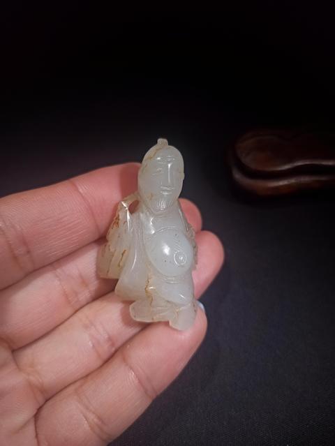 古玩玉器收藏級清代和田玉雕“漁翁得利”把件拍賣,當前價格28000元