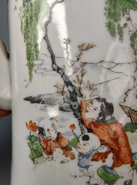 古玩陶瓷民國貼畫茶壺拍賣,當前價格268元