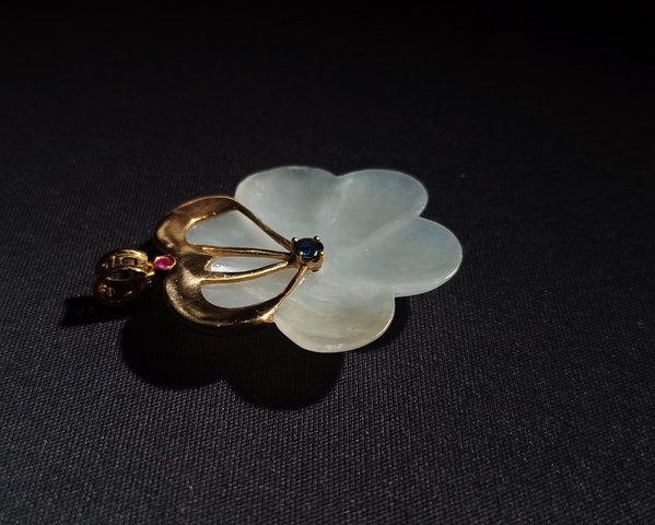 古玩玉器明代和田玉雕“帽花”拍賣，當前價格5800元