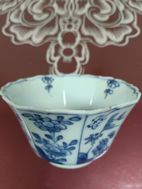 古玩陶瓷康熙青花花口杯拍賣,當前價格1980元