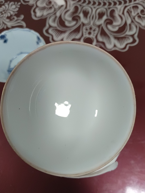 古玩陶瓷晚清**紅開窗粉彩山水茶圓拍賣,當前價格1200元