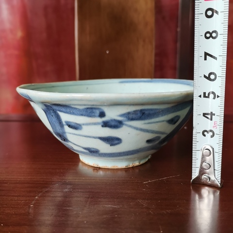 古玩陶瓷明中晚期青花花卉紋茶碗拍賣,當前價格450元