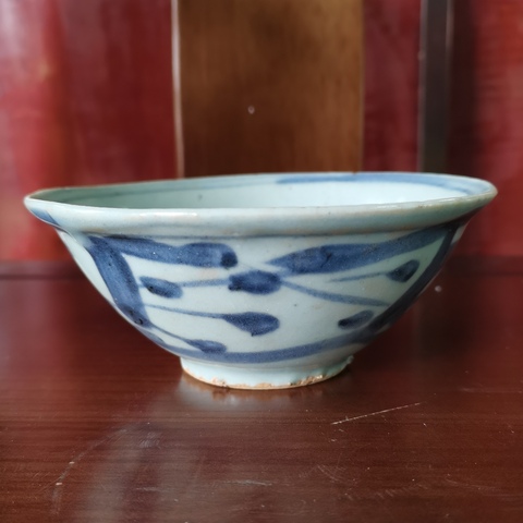 古玩陶瓷明中晚期青花花卉紋茶碗拍賣,當前價格450元