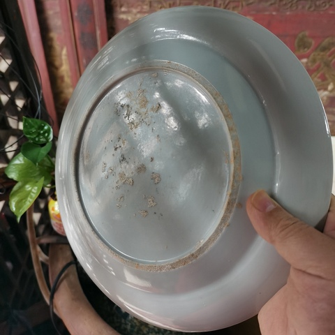 古玩陶瓷清乾隆青花山水人物紋折沿盤拍賣,當前價格1807元