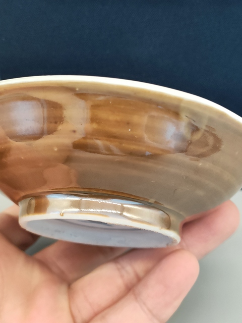 古玩陶瓷清康熙,外紫金釉內青花荷蓮紋盤拍賣,當前價格1300元