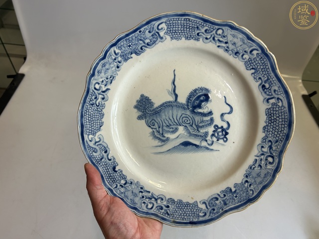 古玩陶瓷獅紋青花盤拍賣，當前價格3500元