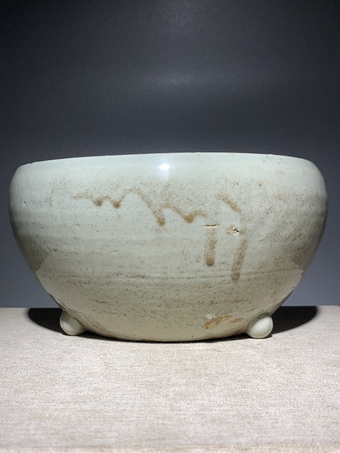 古玩陶瓷明代龍泉三乳足缽式香爐拍賣，當前價格958元