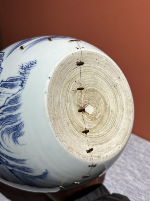 古玩陶瓷清代雍正青花山水人物紋卷缸拍賣,當前價格88000元