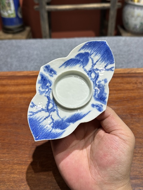 古玩陶瓷清代晚期青花花卉紋茶船拍賣，當前價格7800元