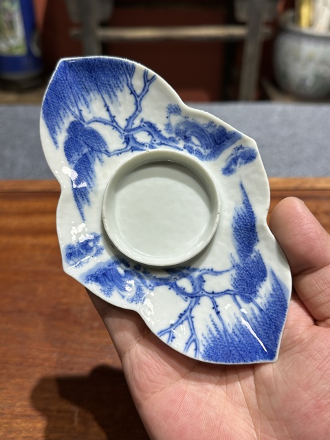 古玩陶瓷清代晚期青花花卉紋茶船拍賣，當前價格7800元