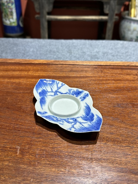 古玩陶瓷清代晚期青花花卉紋茶船拍賣，當前價格7800元