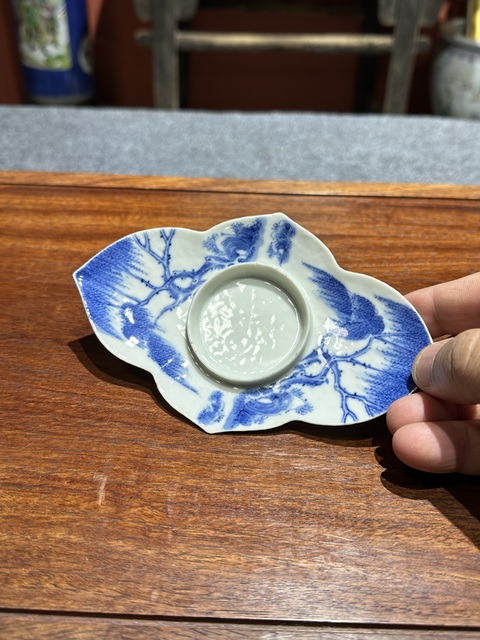 古玩陶瓷清代晚期青花花卉紋茶船拍賣，當前價格7800元
