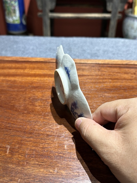 古玩陶瓷清代晚期青花花卉紋茶船拍賣，當前價格7800元
