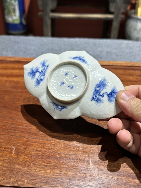 古玩陶瓷清代晚期青花花卉紋茶船拍賣，當前價格7800元