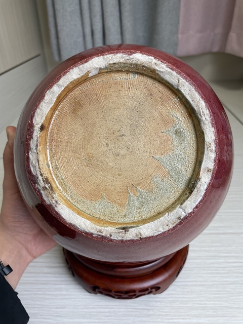 古玩陶瓷清乾隆 精品窯變紅釉西瓜罐拍賣,當前價格4800元