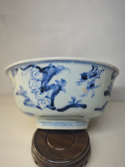 古玩陶瓷明空白青花仙人乘槎圖撇口碗拍賣,當前價格6789元