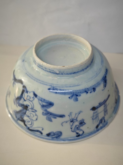 古玩陶瓷明空白青花仙人乘槎圖撇口碗拍賣,當前價格6789元