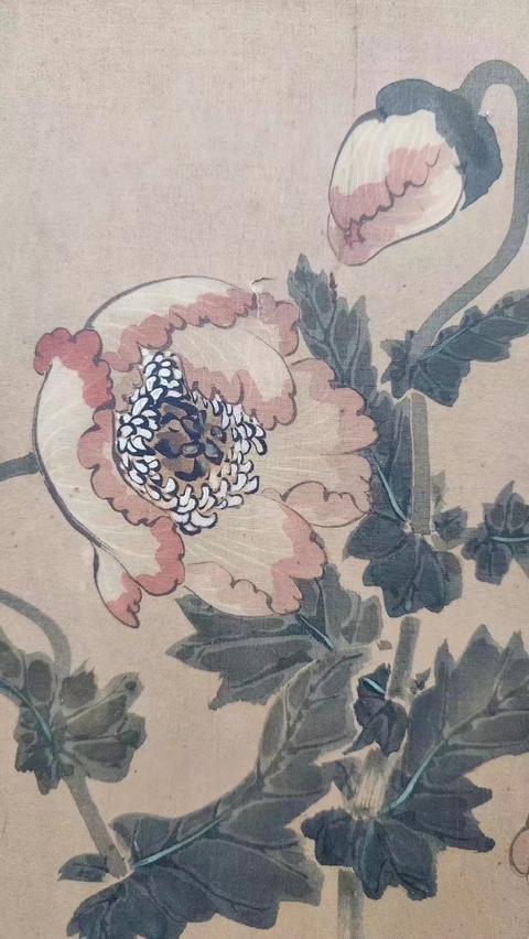 古玩字畫明末清初廣東詩人、畫家吳秋工筆花鳥畫《富貴牡丹圖》，絹本。拍賣，當前價格800000元