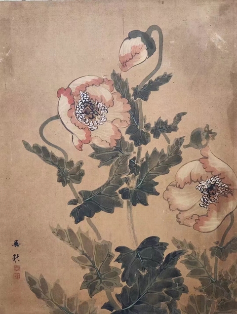 古玩字畫明末清初廣東詩人、畫家吳秋工筆花鳥畫《富貴牡丹圖》，絹本。拍賣，當前價格800000元