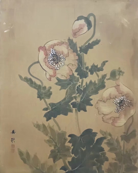 古玩字畫明末清初廣東詩人、畫家吳秋工筆花鳥畫《富貴牡丹圖》，絹本。拍賣，當前價格800000元