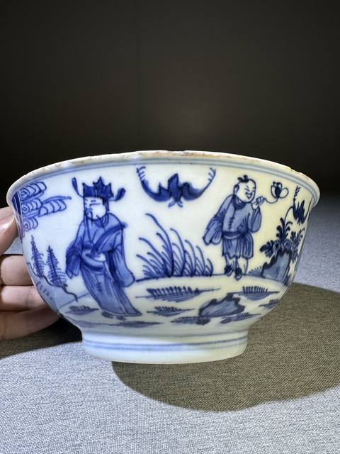 古玩陶瓷【精品】清代雍正青花福祿壽喜紋大碗雍正青花瓷器拍賣,當(dāng)前價格3200元