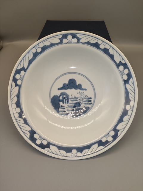 古玩陶瓷青花外三星內山水人物紋碗拍賣，當前價格760元