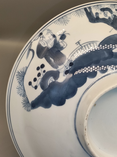 古玩陶瓷青花外三星內山水人物紋碗拍賣，當前價格760元