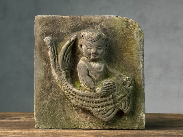 古玩陶瓷明代·童子抱鯉磚雕真品鑒賞圖