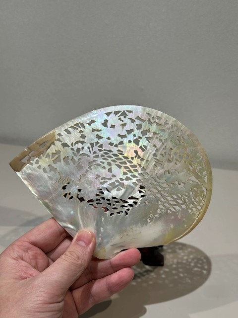 古玩雜項晚清十三行白蝶貝鴛鴦春水拍賣,當前價格8000元