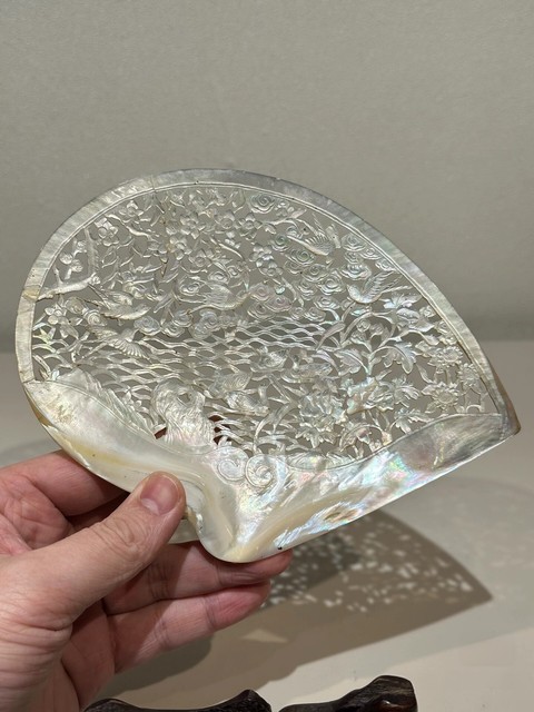 古玩雜項晚清十三行白蝶貝鴛鴦春水拍賣,當前價格8000元