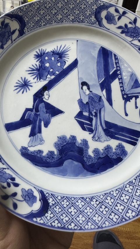 古玩陶瓷清康熙·人物仕女青花盤拍賣，當前價格9880元