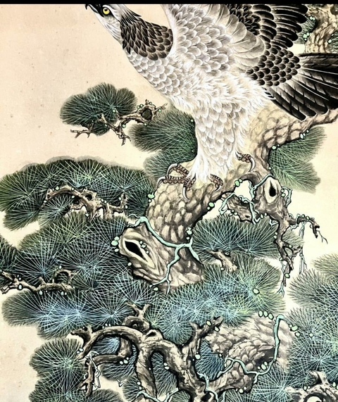 古玩字畫當代胡代勛鷹松圖拍賣,當前價格2800元