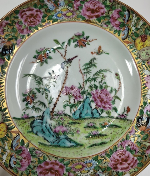古玩陶瓷清晚-廣彩花鳥紋折腰盤拍賣,當(dāng)前價(jià)格1369元