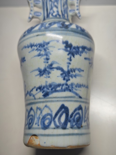 古玩陶瓷明空白期青花歲寒三友出戟尊拍賣,當前價格9876元